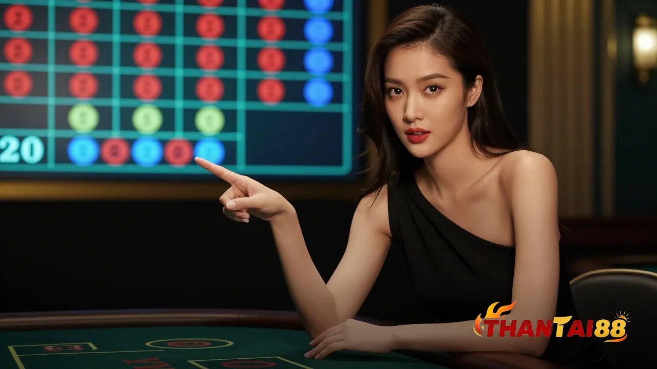 Màn hình bảng cầu baccarat với các vòng tròn đỏ và xanh