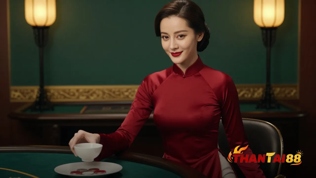 Bộ bát đĩa và bốn đồng xu đỏ trắng của trò xóc đĩa